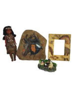 4 Piece Native American Indian Decor Lot Maiden Horse Papoose Frame Wate... - $29.89