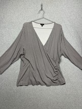 Talbots Faux Wrap Blouse 3/4 Sleeves Womens Petite Plus 3XP Modern Geome... - $31.88