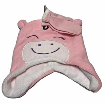 Toddler Girls Pink Unicorn Fleece Hat Ear Flaps Stretch Mittens One Size... - £6.74 GBP
