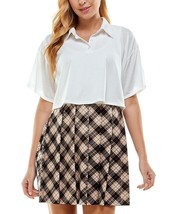 Kingston Grey Juniors&#39; Two-Piece Printed-Skirt Dress White/Tan Size L - £15.81 GBP