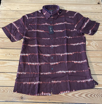 tasso elba NWT $65 men’s short sleeve button up Patterned shirt size M maroon D4 - £19.15 GBP