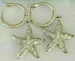 1.00Ct Round VVS1/D Diamond Starfish Drop &amp; Dangle Earrings 14k White Gold Over - £79.74 GBP