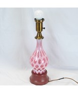 Fenton Cranberry Pink Coin Dot Lamp Base 18&quot; Tall Vintage - $274.93 CAD