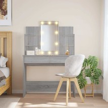 Modern Wooden Dressing Table Makeup Desk Vanity Unit With LED Mirror Shelves - £106.84 GBP+