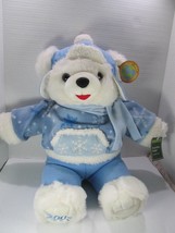 2008 Snowflake Teddy 20&quot; Plush Christmas White/Blue Winter Boy Bear w/tag - £22.41 GBP