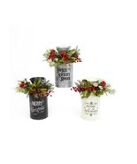 Gerson 11&quot; Decorative Christmas Metal Milk Can with Floral Accents Farmh... - $1,470.78 MXN