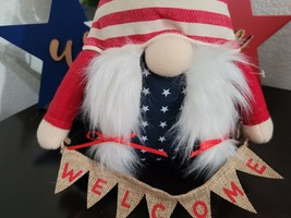 Patriotic 4th of July Red White Blue Gnome Doll Tabletop Decor Doll 14&quot; - £19.15 GBP