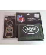 New York NY Jets NFL Tri-Fold Nylon Wallet &amp; Bottle Opener Keychain Fan ... - $16.78