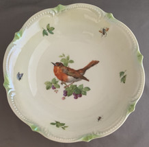 Vintage Germany Bird and Insects Decorative Porcelain Serving Bowl Scalloped   - £12.17 GBP