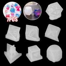 7Pcs DIY Crystal Epoxy Molds Dice Digital Game Silicone Triangle Moulds Set - £18.01 GBP