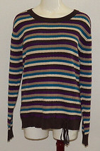 NWT Classic Elements Women&#39;s Sweater Knit Top Drawstring Waist Striped Size XL - £10.82 GBP