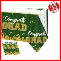 Elegant 3-Pack Graduation Table Covers - 54&quot;x108&quot; Green &amp; Gold for Celeb... - $502.28 MXN