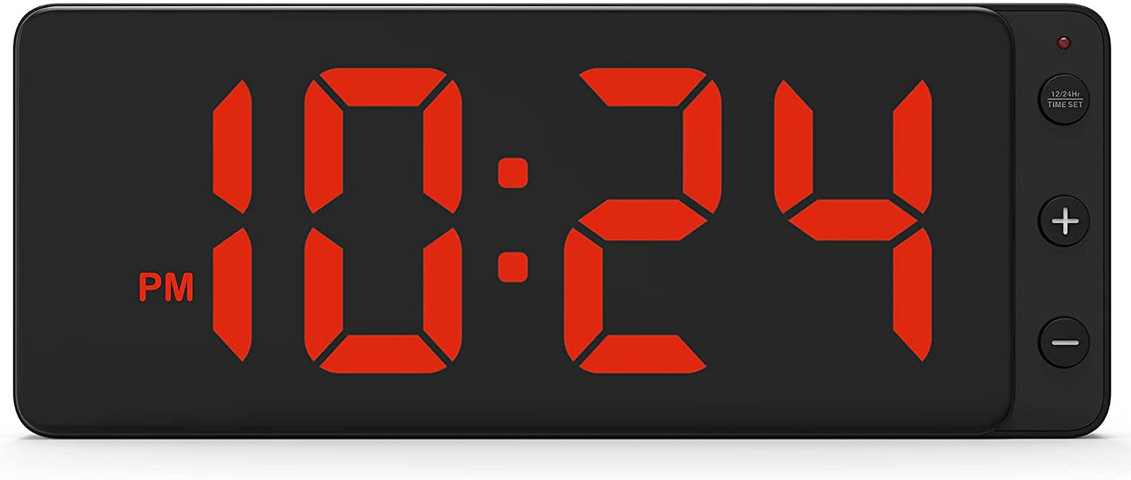 Led Digital Wall Clock With Large Display, Big Digits, Auto-Dimming, 12/24Hr For