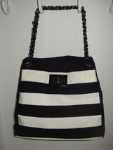 Chic CHANEL Black White Striped 08 Cruise Nylon Tote Handbag SHW...Multi... - $1,399.99