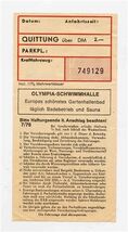 Olympia Schwimmhalle Munich Germany Receipt 1976 Olympiapark Munchen - $17.82