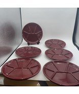 Williams-Sonoma red pomegranate Fondue Plates 6 Compartments 8 1/4” Set ... - $59.40