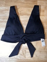 Large Aerie Women’s Black Rib Triangle Tie Back Bikini Top BNWTS  $34.95 - £15.72 GBP