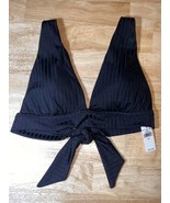 Large Aerie Women’s Black Rib Triangle Tie Back Bikini Top BNWTS  $34.95 - £15.74 GBP