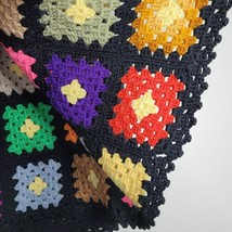Granny Square Afghan Crochet Throw Blanket Roseanne Big Bang 50 x 60 Black Color - £58.20 GBP