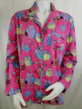 Nick &amp; Nora Pajama Top Nightshirt Womens XXL Pink Night Owl Cotton Sleepwear - £18.37 GBP