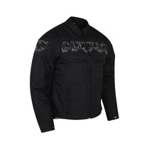 High Mileage Men&#39;s Textile Jacket with Embroidered Reflective Skulls - £96.60 GBP+