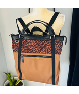 Cole Haan Nylon Convertible Backpack Tote Crossbody, Leopard Print Brown... - $1,640.13 MXN