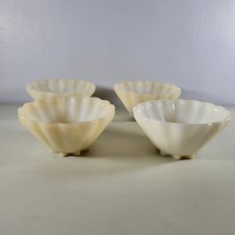 Vintage Anchor Hocking Milk Glass Scalloped Bowl Set 3” Tall&quot; Lot of 4 - £17.84 GBP
