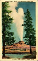 Castle Geyser Yellowstone National Park, Wyoming WY Haynes Linen Postcard T12 - £4.40 GBP