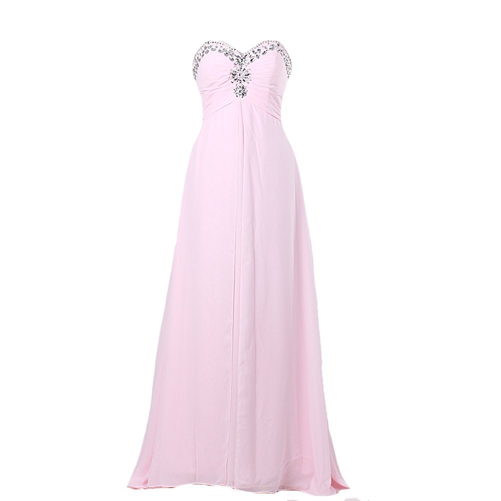 Kivary Women's Long A Line Chiffon Slit Crystals Beaded Prom Evening Dresses Pin