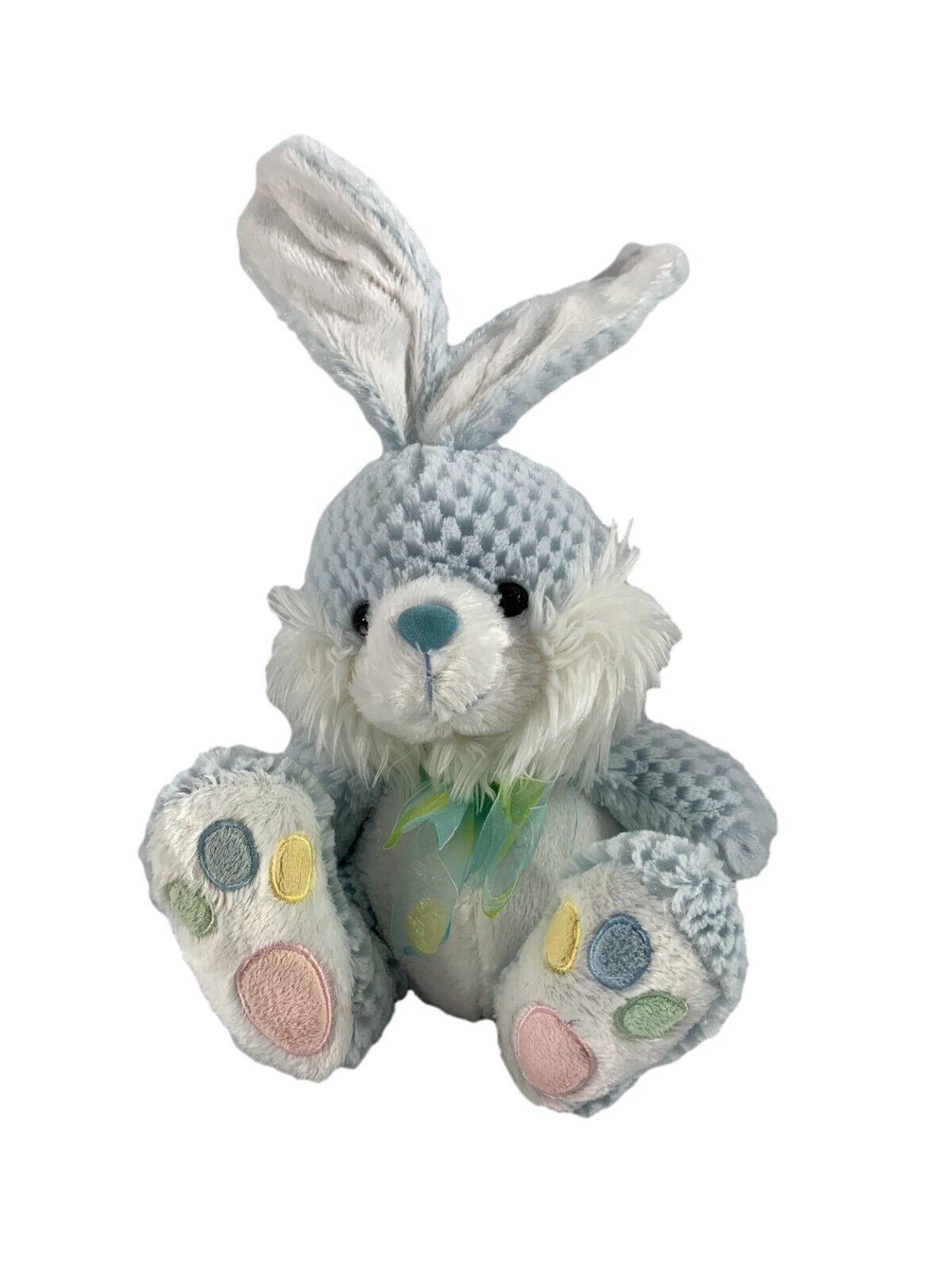 Chrisha Playful Plush 2006 Easter Bunny Rabbit Blue Textured Sitting 15" Tall - $18.81