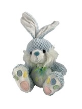Chrisha Playful Plush 2006 Easter Bunny Rabbit Blue Textured Sitting 15&quot; Tall - £14.71 GBP