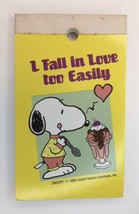 Vtg Snoopy Notepad Tablet I Fall in Love Too Easily 3&quot; x 5&quot; 1990 Wireles... - £7.94 GBP