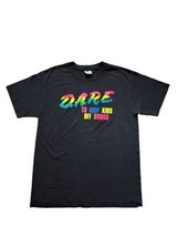 VINTAGE 90s DARE To Resist Drugs And Violence Rainbow Neon Shirt Sz L Single Sti - £47.29 GBP