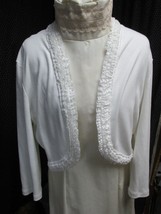 &quot;&quot;WHITE WITH RUFFLE TRIMMING - SHRUG,  BOLERO - OPEN FRONT JACKET&quot;&quot; - SI... - $8.89