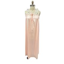 VTG Odette Barsa Peach Slinky Nylon Nightgown Lace Trim/Collar NWOT SZ L - $60.59