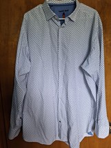 Visconti Black Shirt Mens 2XLT Blue Buttom Up White Blue - $29.65