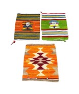 Vintage Hand woven Small Southwestern Rugs Set Of 3 Aztec Design Placema... - $93.49