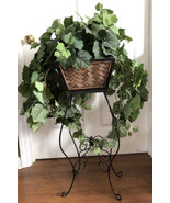 Artificial Potted Plant Ornamental Silk Realistic Green Leaves Basket an... - $98.91