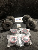 DKKY 4PCS 1.9 Inch Beadlock Metal Wheel Hub Rim And Tires NEW - £46.43 GBP