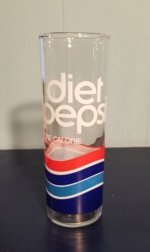 Primary image for Diet Pepsi One Calorie Logo Glass Tumbler 6.75" Tall Soda Advertising Glass