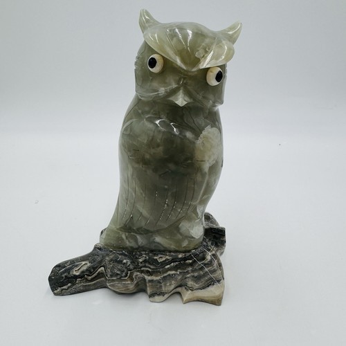 Alabaster Owl Sculpture Figurine Bird 8in Italy Marble Large Vintage Hand Carved Item image 12