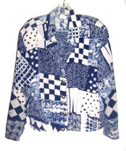 Graver Studio Blue &amp; White Long Sleeve Shirt w/Geometric Designs Size 6/8 - £17.69 GBP