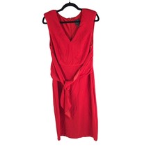 Adrianna Papell Womens Sheath Dress Tie Waist V-Neck with Shoulder Pads Red 14 - £30.81 GBP