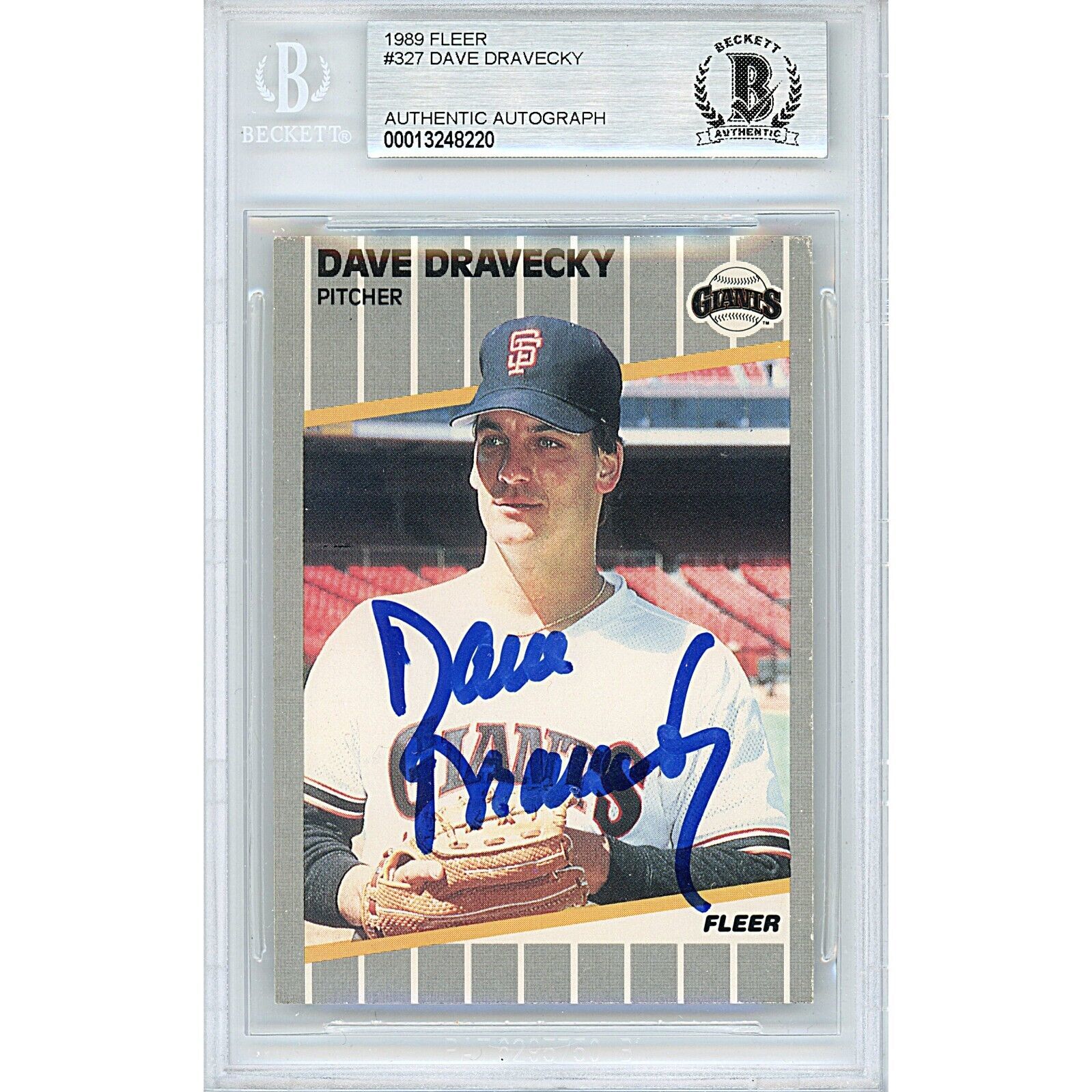 Primary image for Dave Dravecky San Francisco Giants Auto 1989 Fleer Beckett BGS On-Card Autograph