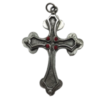 JPI Vintage Cross Pendant Silver Tone Gothic Medallion Religious Christianity - £11.89 GBP