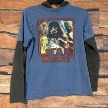 Star Wars Hoodie T-Shirt Layered Long Sleeve Boys XL Yoda Vader Chewbacc... - £7.32 GBP