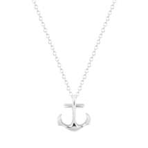 Silver-Plated Anchor Pendant Necklace - £9.58 GBP