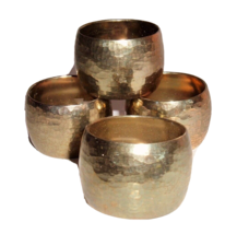 Hammered Brass Napkin Rings Holders Set of 4 Made in Hong Kong Mod weddi... - £15.60 GBP