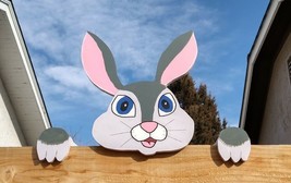 Easter Bunny Rabbit Fence Peeker Peeper Garden Yard Art Party Decoration - £98.03 GBP