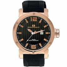 NEW Oceanaut OC2111 Men&#39;s Loyal Analog Black Silicone Band Rose Gold Case Watch - £118.23 GBP